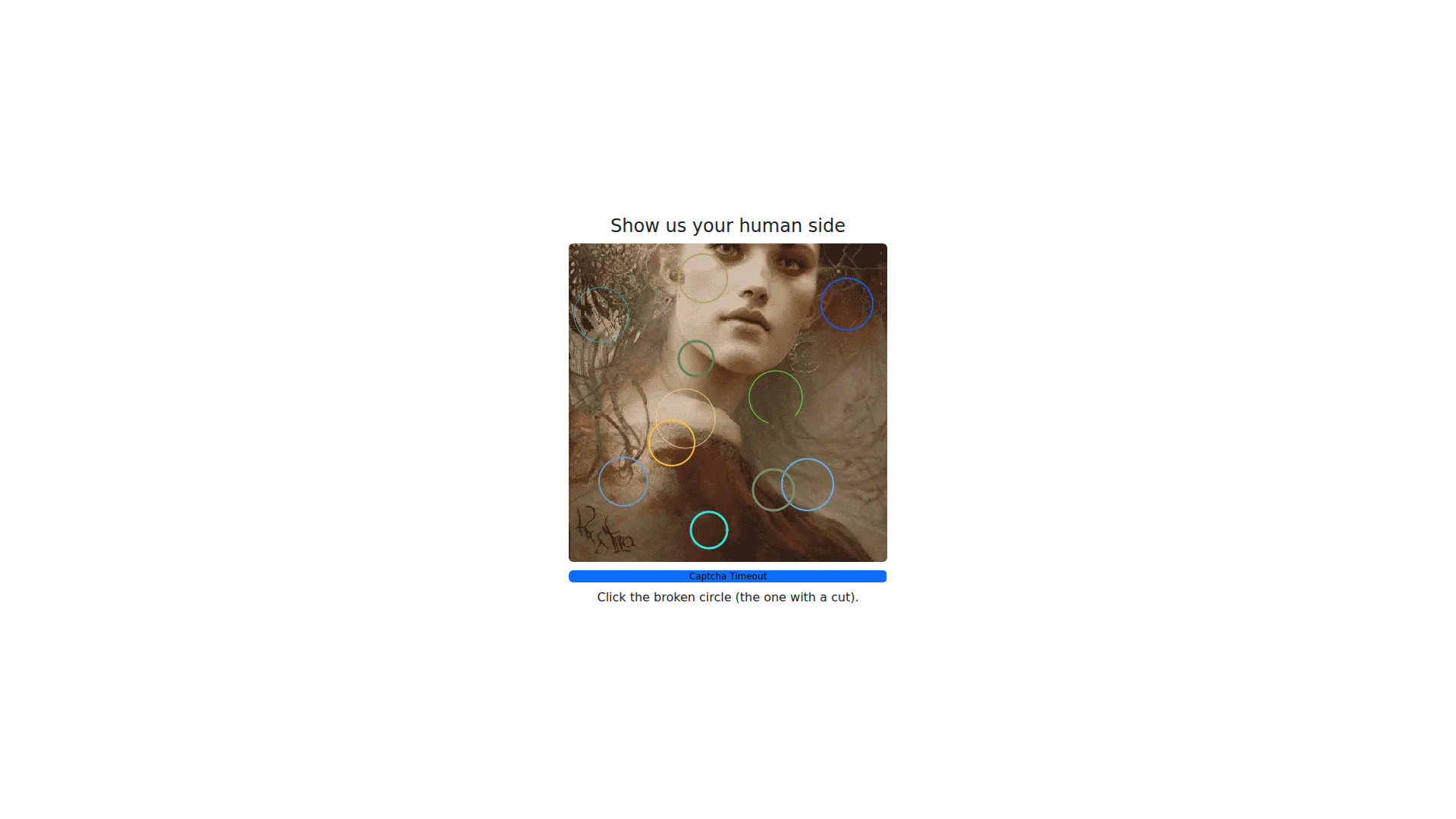 AWazon DDOS protection page with broken-circle captcha and timeout bar