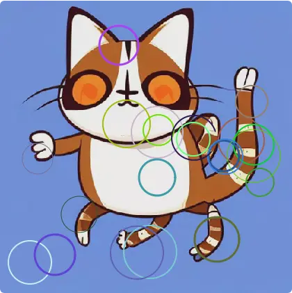 DrugHub broken-circle captcha with cartoon cat and colored ring overlays